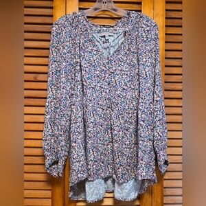 Destination Maternity Women's Split Neck Relaxed Fit Floral Blouse Print Sz XXL